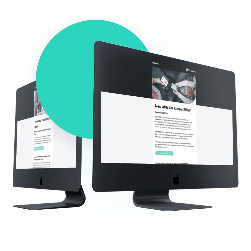 Computer monitors with fiskaly developer page on them